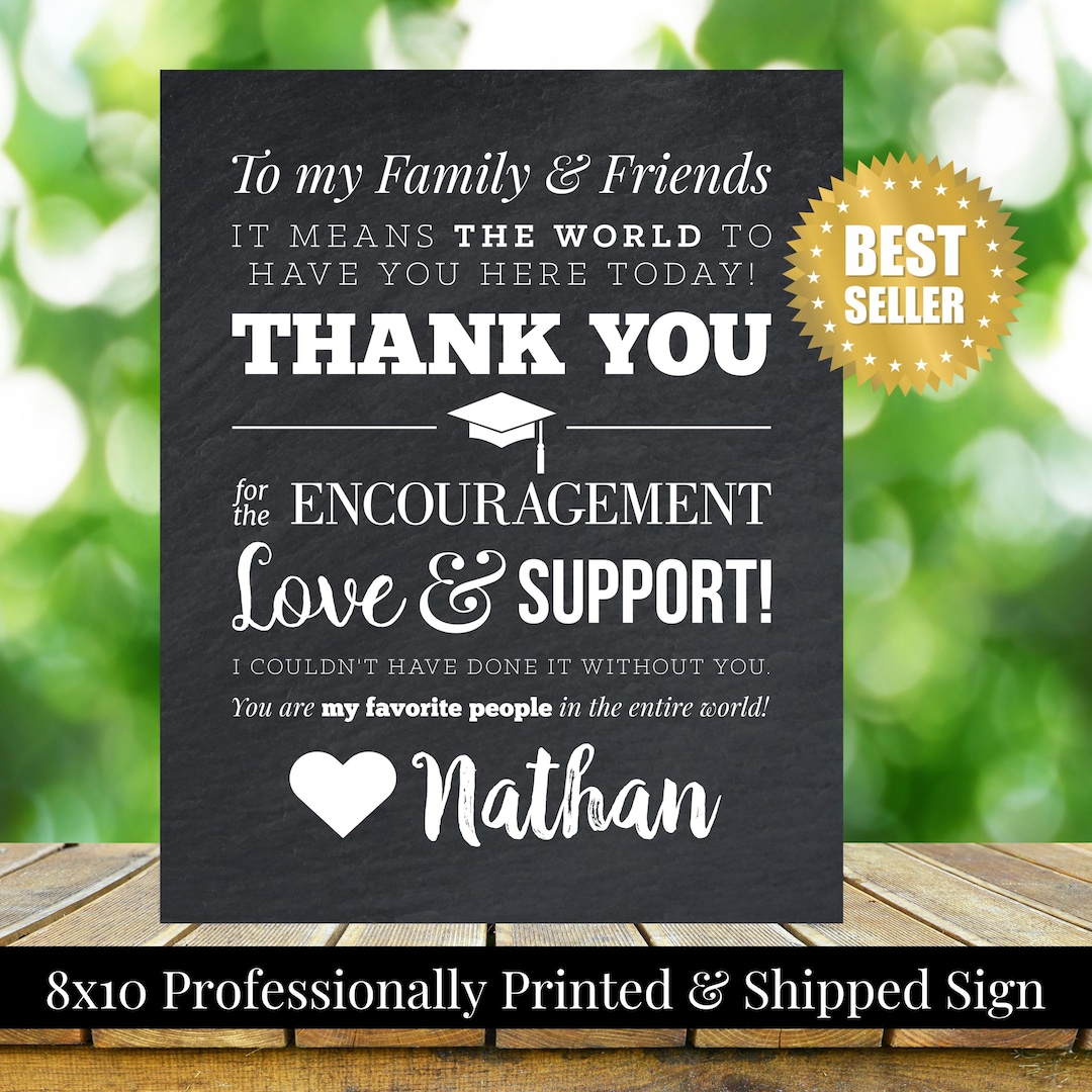 To My Family and Friends Graduation 8x10 Thank You Sign, Chalkboard ...