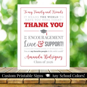 To My Family and Friends Graduation Printable 8x10 Thank You Sign, Any ...
