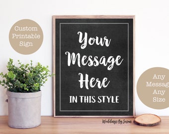 Custom Personalized Wedding, Bridal Shower, Rehearsal Dinner, Birthday Party Printable Chalkboard Style Sign, Your Message, Any Size