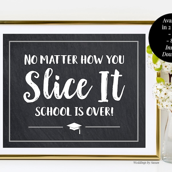 Graduation Pizza Party 5x7, 8x10 Printable Chalkboard Sign, No Matter How You Slice It, College/High School, Instant Download, Class of 2024