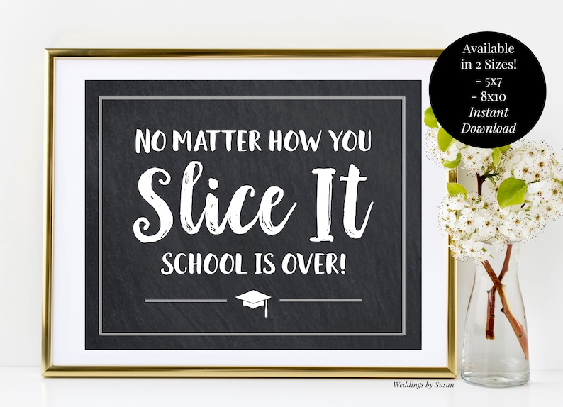 Graduation Pizza Party 5x7 8x10 Printable Chalkboard Sign No image 1