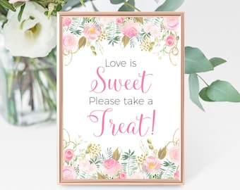 Love is Sweet Take A Treat Party Favor Sign Printable Bridal - Etsy