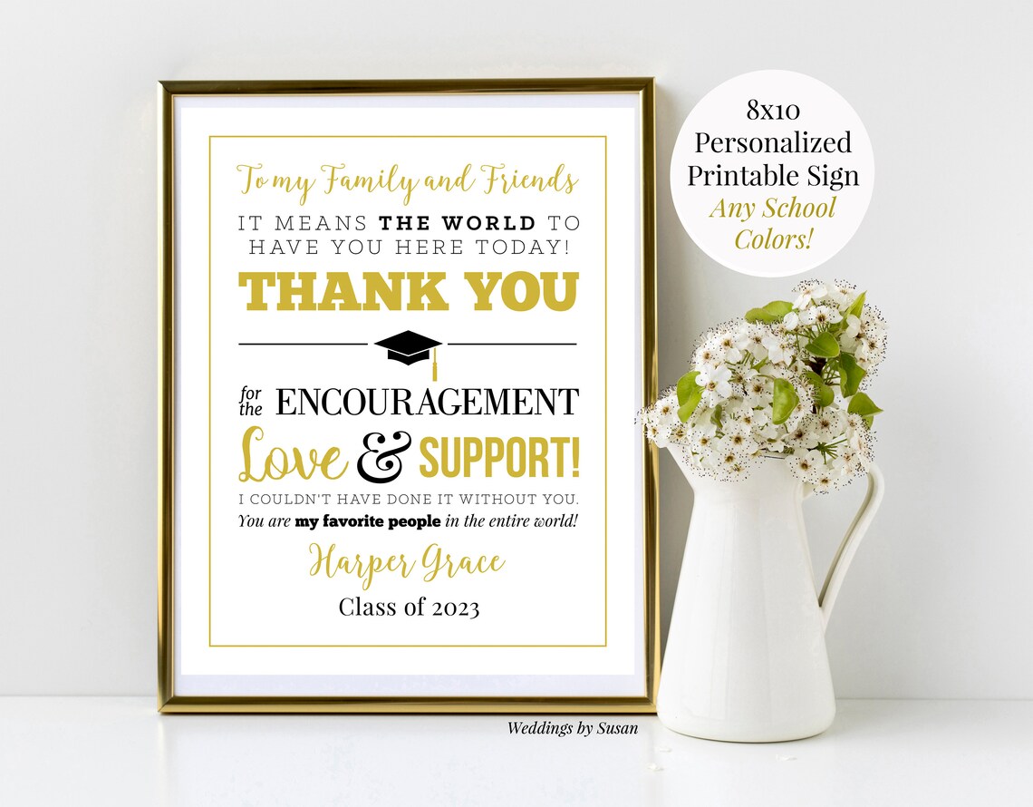 To My Family and Friends Graduation Printable 8x10 Thank You - Etsy