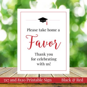 Graduation Favors 5x7, 8x10 Printable Sign, Take Home, Thank You for Celebrating With Us, Black and Red, Class of 2025, Instant Download