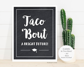 Taco Bout a Bright Future Graduation Party Taco Bar 5x7, 8x10 Printable Chalkboard Sign, Graduation Fiesta, Class of 2024, Instant Download