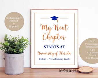 My Next Chapter/Adventure Begins 8x10 Graduation Sign, Any School Colors, Personalized, Class of 2024, Professionally Printed & Shipped