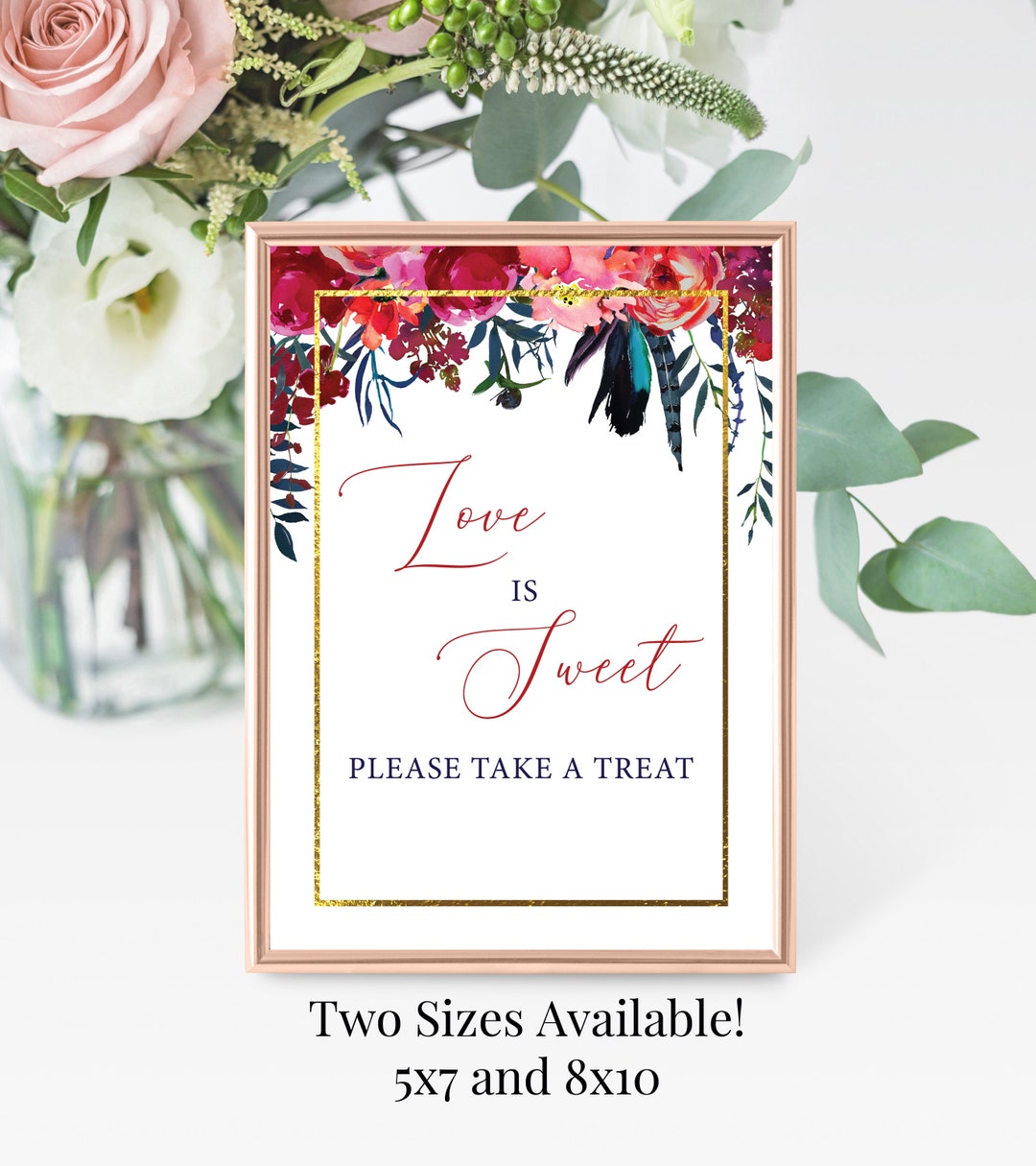 Love is Sweet Take A Treat 5x7, 8x10 Printable Wedding or Bridal Shower ...