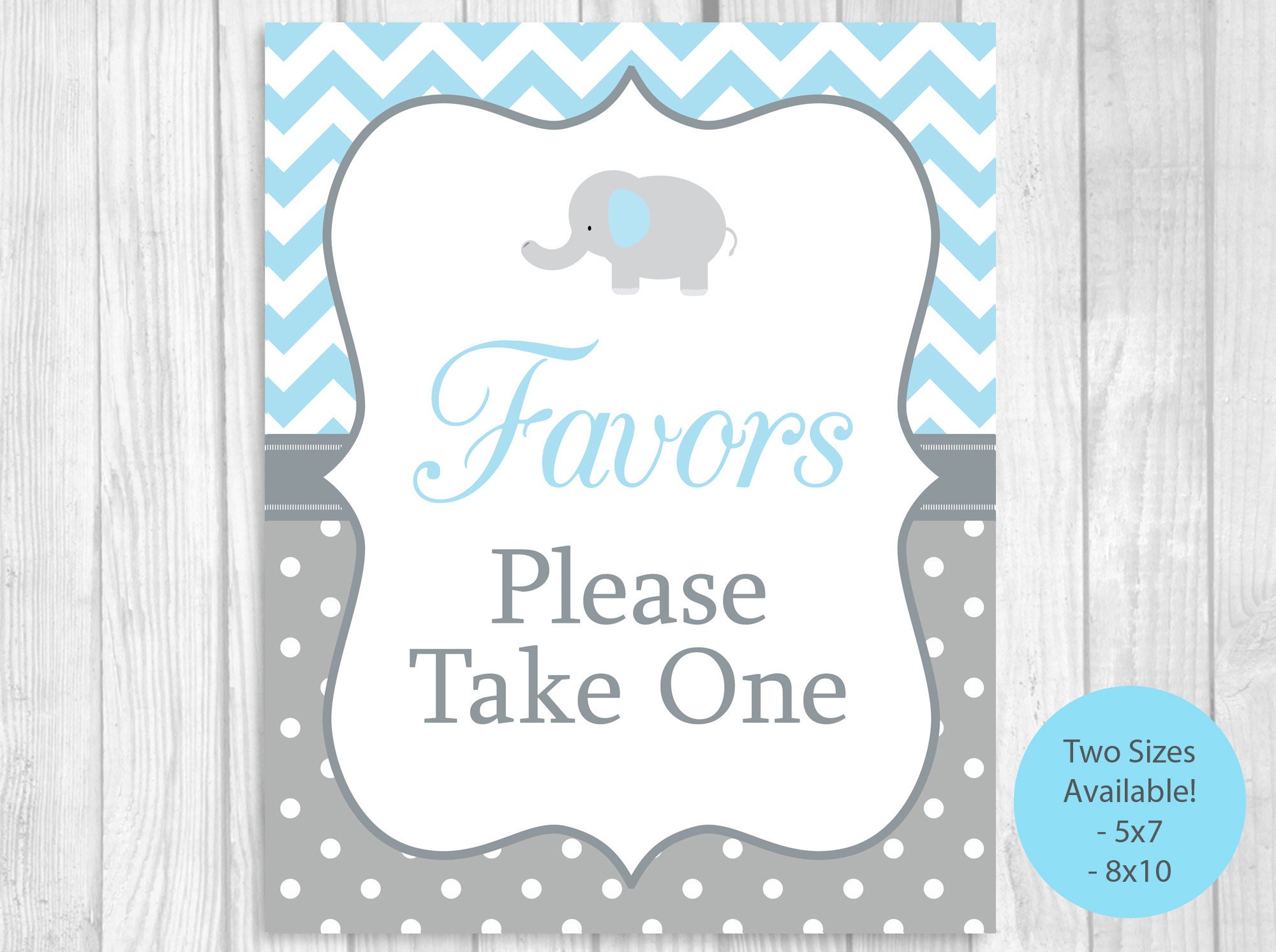 Favors Please Take One Printable 5x7 8x10 Elephant Baby | Etsy