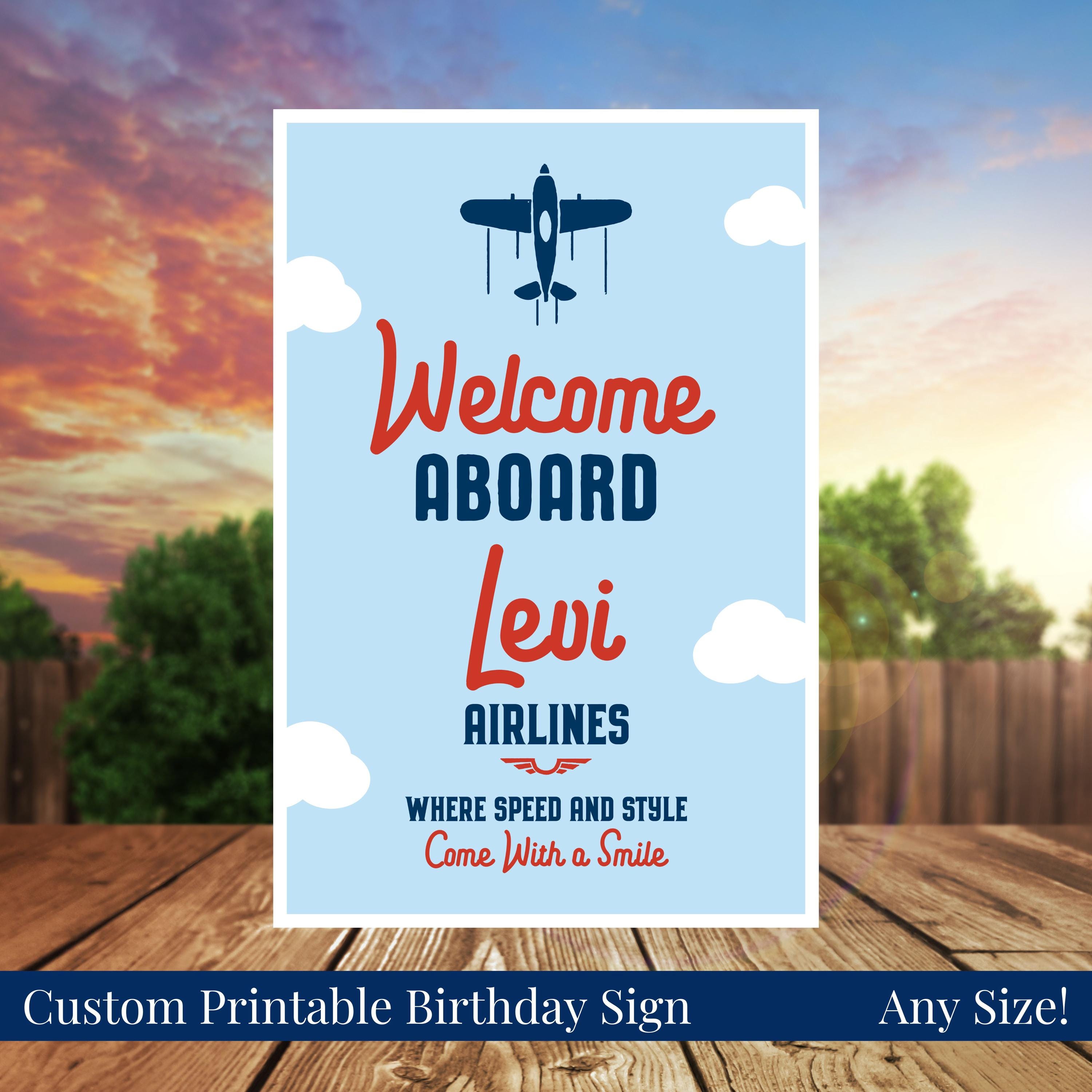 Welcome Aboard Custom Personalized Printable Airplane Boy's Birthday ...