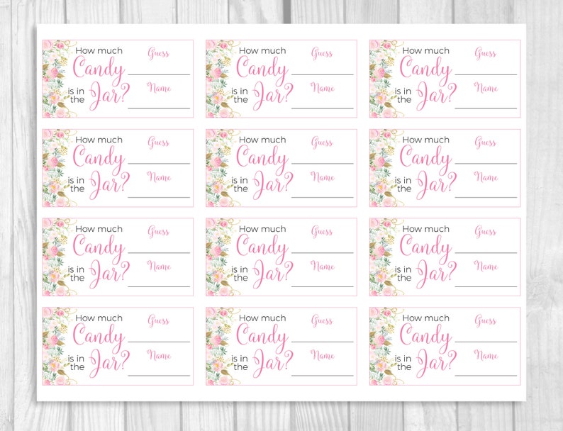 How Much Candy in the Jar Guessing Game Printable 8x10 Baby Etsy