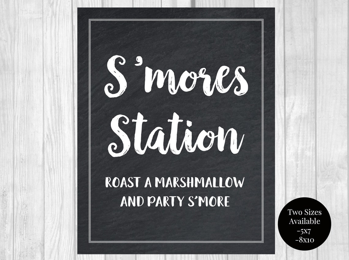S'mores Station 5x7 8x10 Printable Chalkboard Sign - Etsy