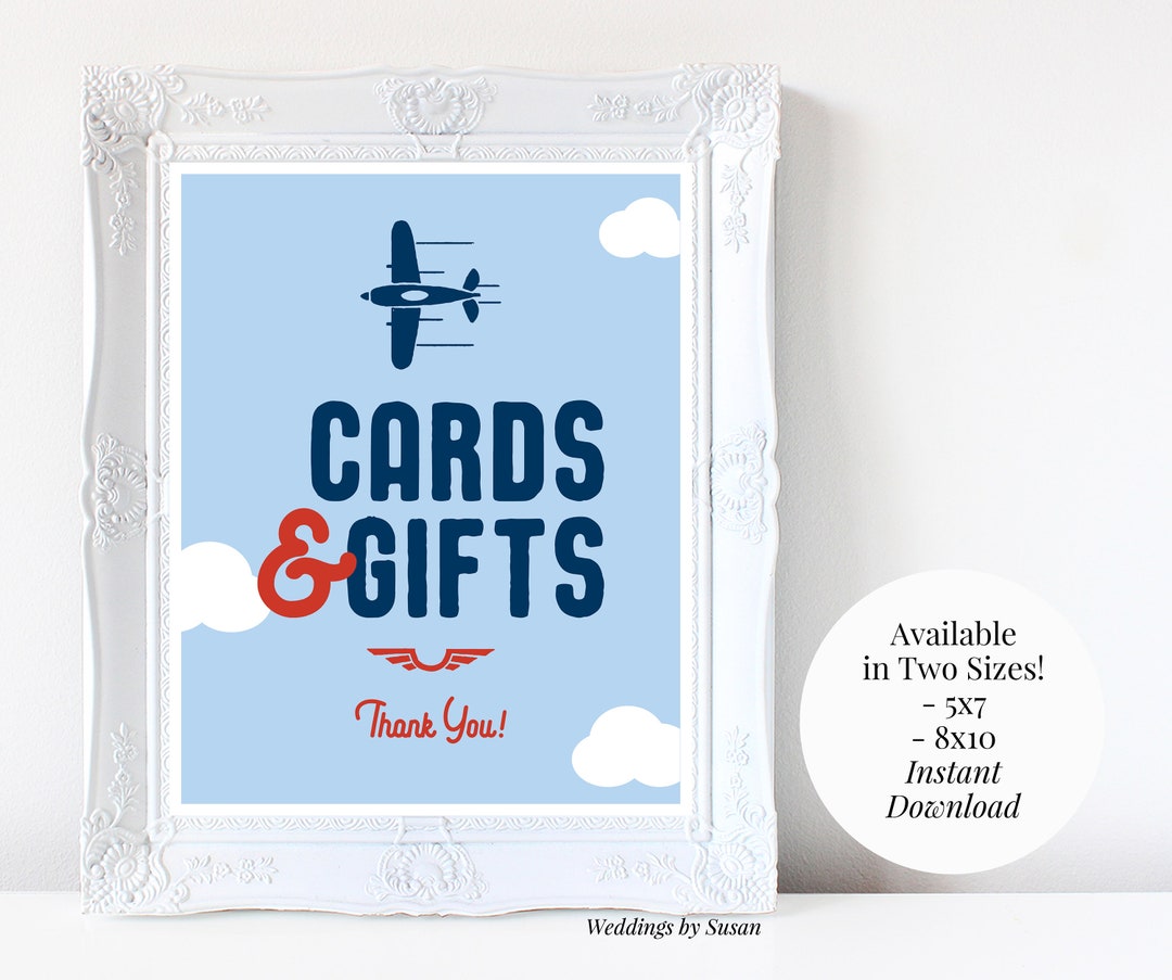 Cards and Gifts 5x7, 8x10 Printable Boy's Airplane Birthday Party, Baby ...