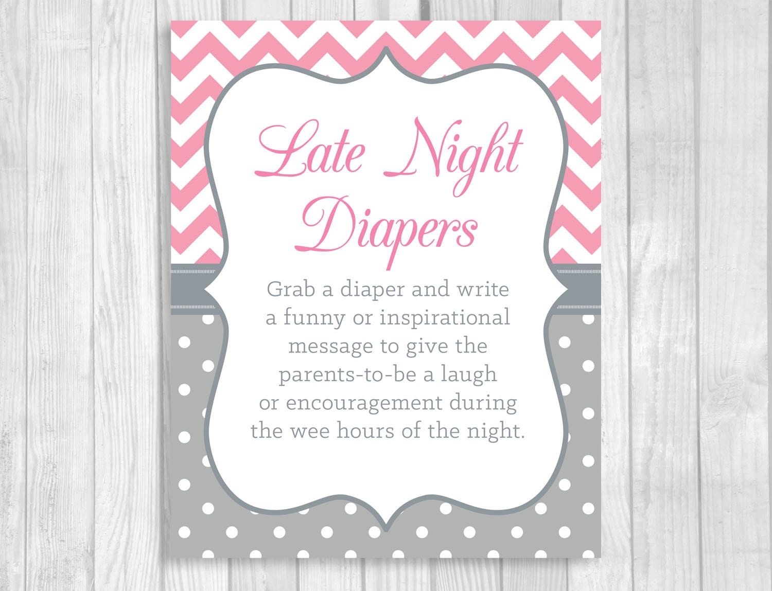 Late Night Diapers Printable 5x7 8x10 Printable Baby Shower | Etsy