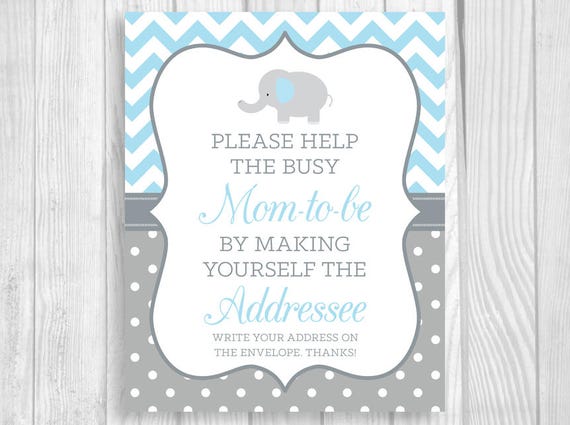 TGRBS01 8x10 Help the Busy Mom to Be Instant Download Blue and Pink Teddy Bear Addressee Sign Please Make Yourself the Addressee Sign