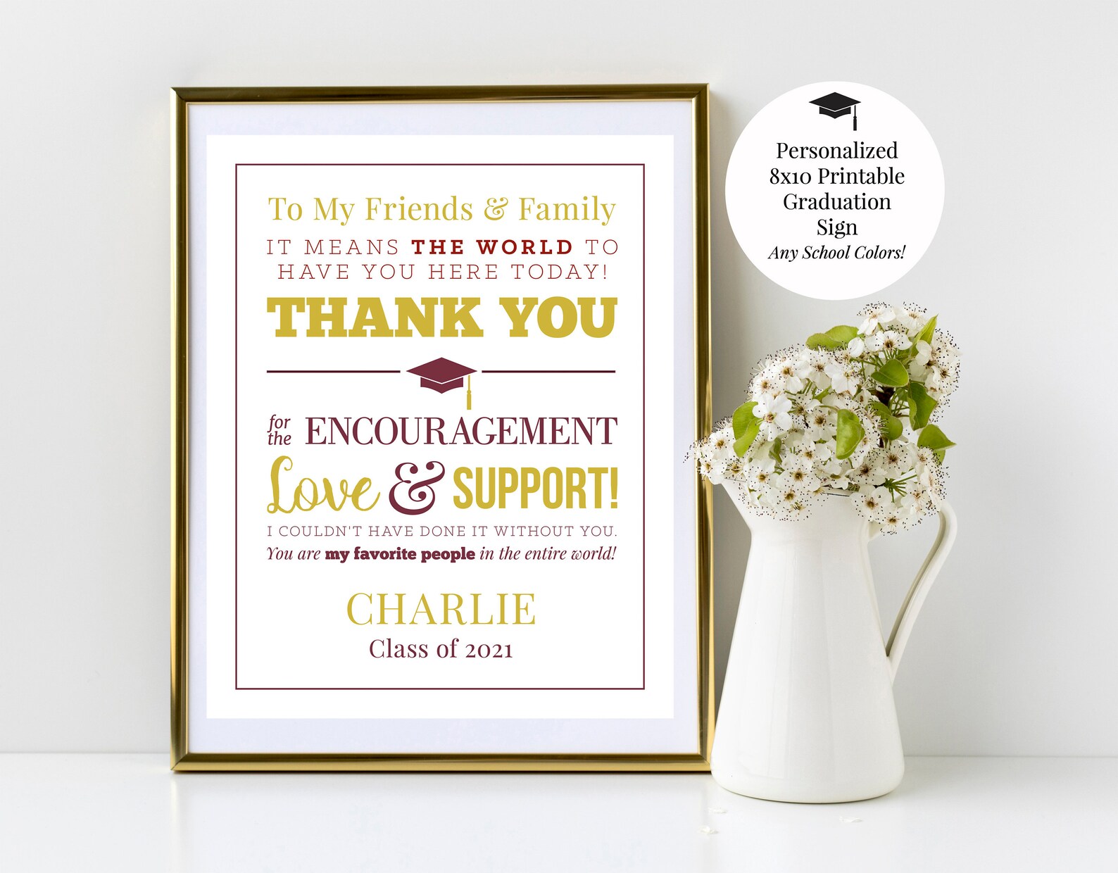 To My Family and Friends Graduation Printable 8x10 Thank You - Etsy