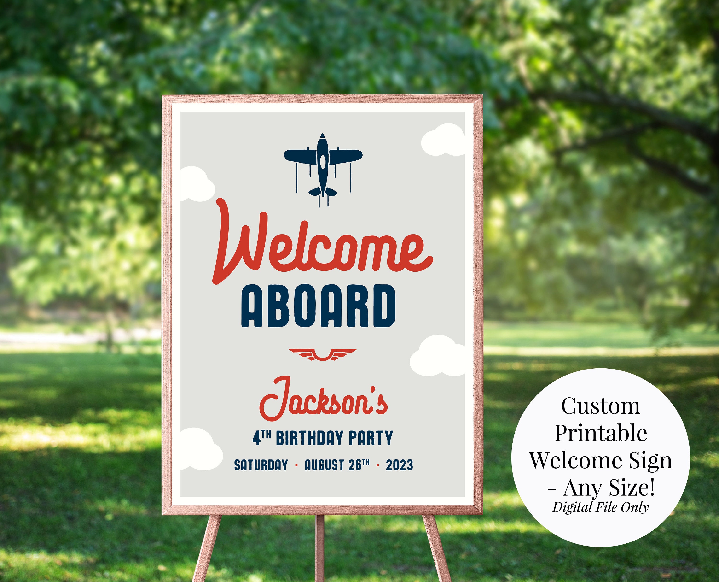 Welcome Aboard Custom Personalized Printable Airplane Boy's Birthday ...
