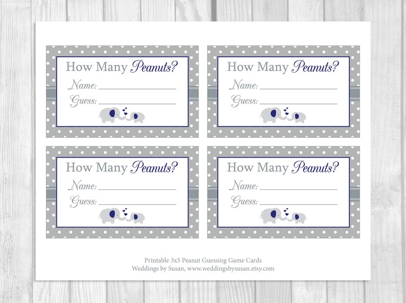 Peanut Guessing Game Printable 5x7 or 8x10 Navy Blue and Gray - Etsy