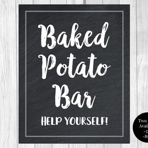 Baked Potato Bar 5x7 or 8x10 Printable Chalkboard Food Sign, Wedding ...