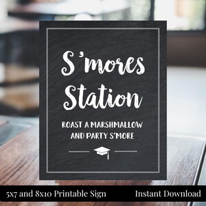 Graduation Party S&#39;mores Station 5x7, 8x10 Printable Chalkboard Sign, S&#39;mores Bar, Class of 2025, Party S&#39;more, Instant Download