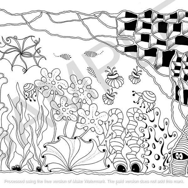 Zentangle hand drawn picture – Whimsical Sea Life