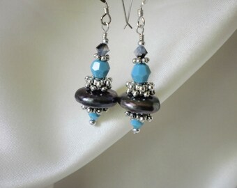 Coin Pearl and Crystal Earrings