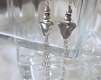 Hammered Silver Triangle Earrings