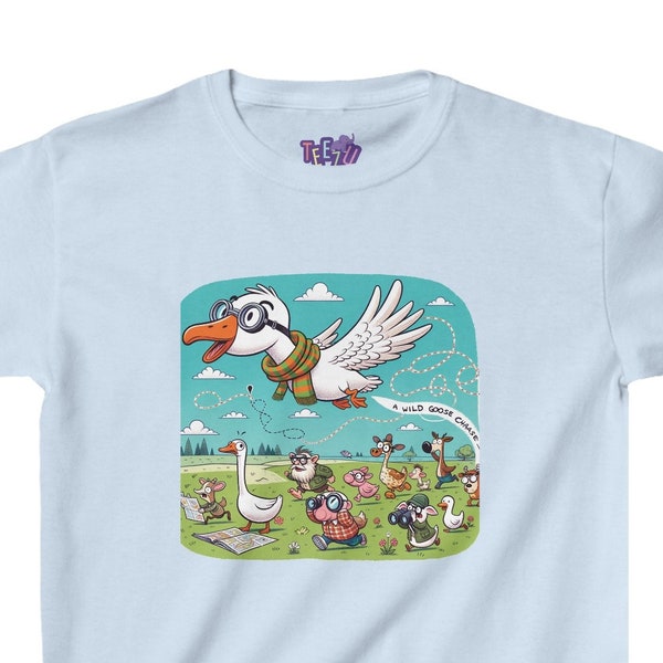 A Wild Goose Chase, Kids Cotton T-Shirt, Cool Kids T-shirt, Kids Tee, Kids Graphic Tee, Animals, Idiom, Funny Kids T-Shirt