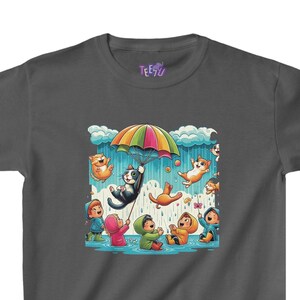 Cats And Dogs Raining, Kids Cotton T-Shirt, Cool Kids T-shirt, Kids Tee, Kids Graphic Tee, Animals, Funny Kids T-Shirt