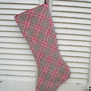 Christmas Stocking Old World French Farmhouse Grainsack Linen Hand loomed Antique