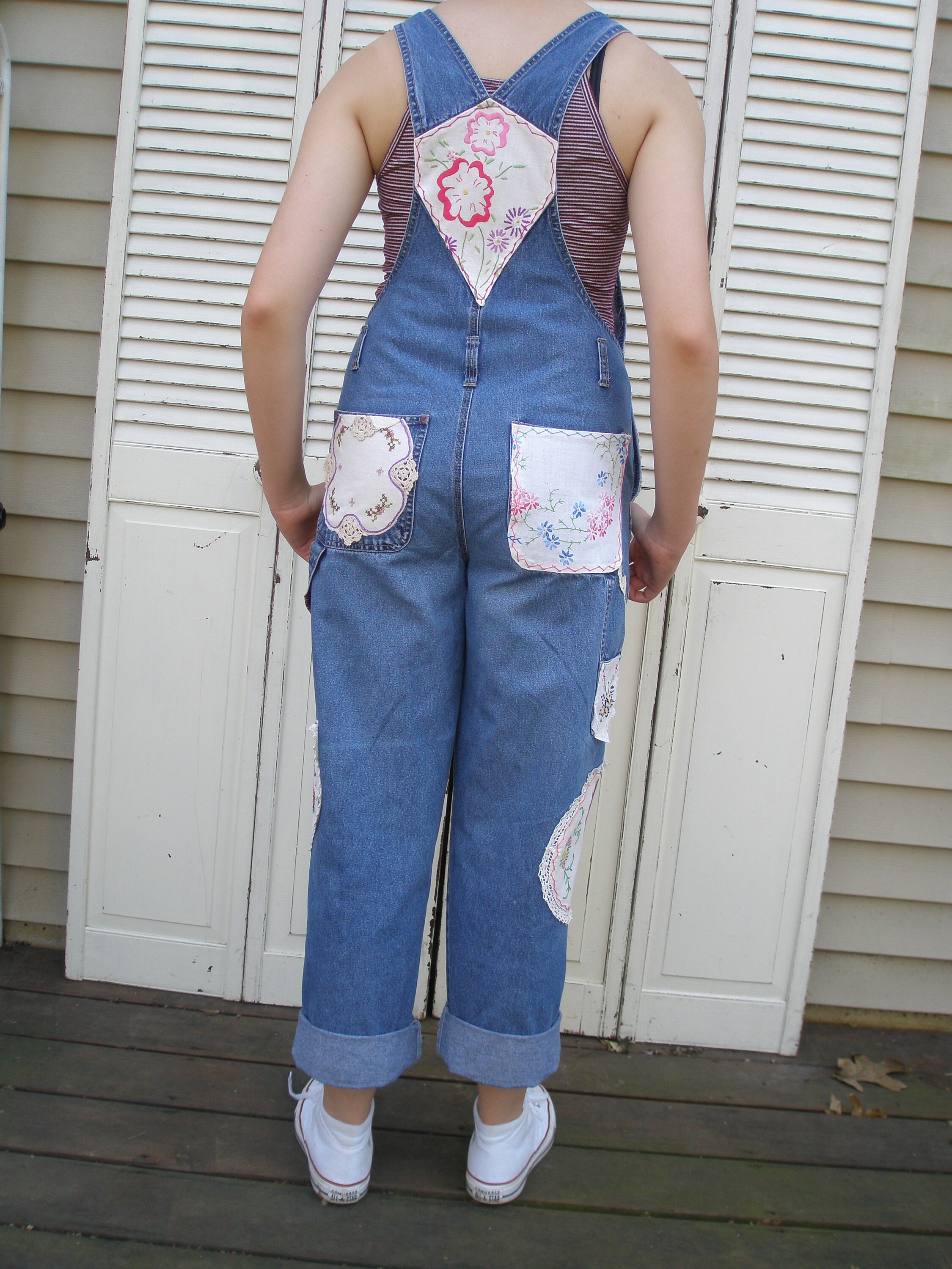 Denim Overalls Ladies Upcycled Embellished Embroidery - Etsy
