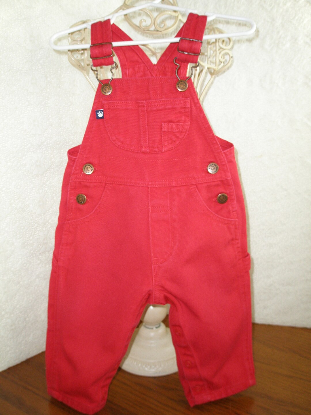 Bright Red Baby Denim Overalls Garanimals Vintage Baby Etsy