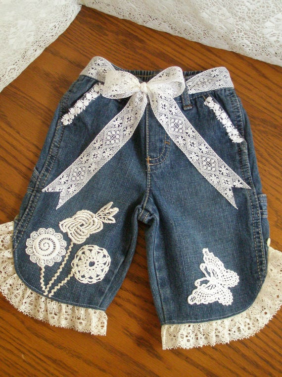 lace embellished jeans