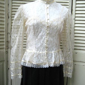 Vintage Gunne Sax Lace Blouse & Camisole Set: Victorian Beaded Top, Size 11