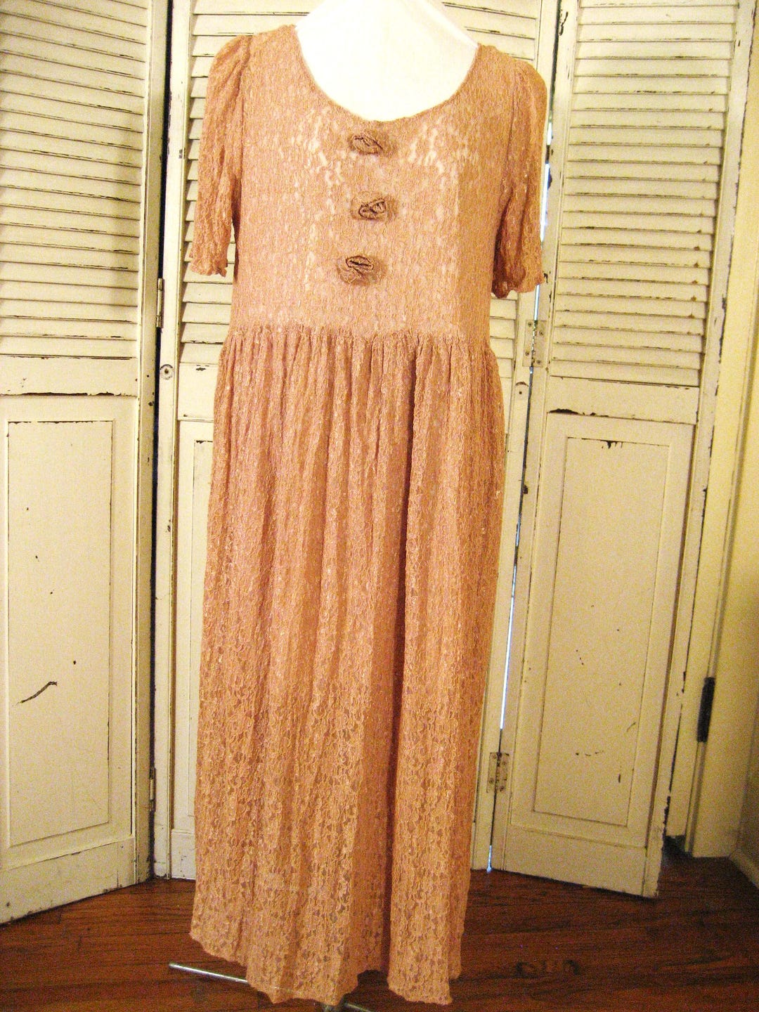 Dusty Rose Cold Shoulder Sheath Tea Length Dress