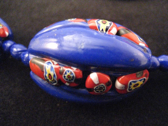 Vintage 1960s Millefiori Glass Bead Necklace, Rare Lampwork Technique