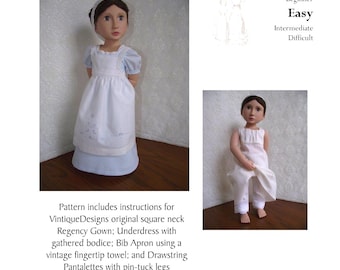A Girl For All Time 16" Doll Regency Ensemble PDF Pattern VintiqueDesigns