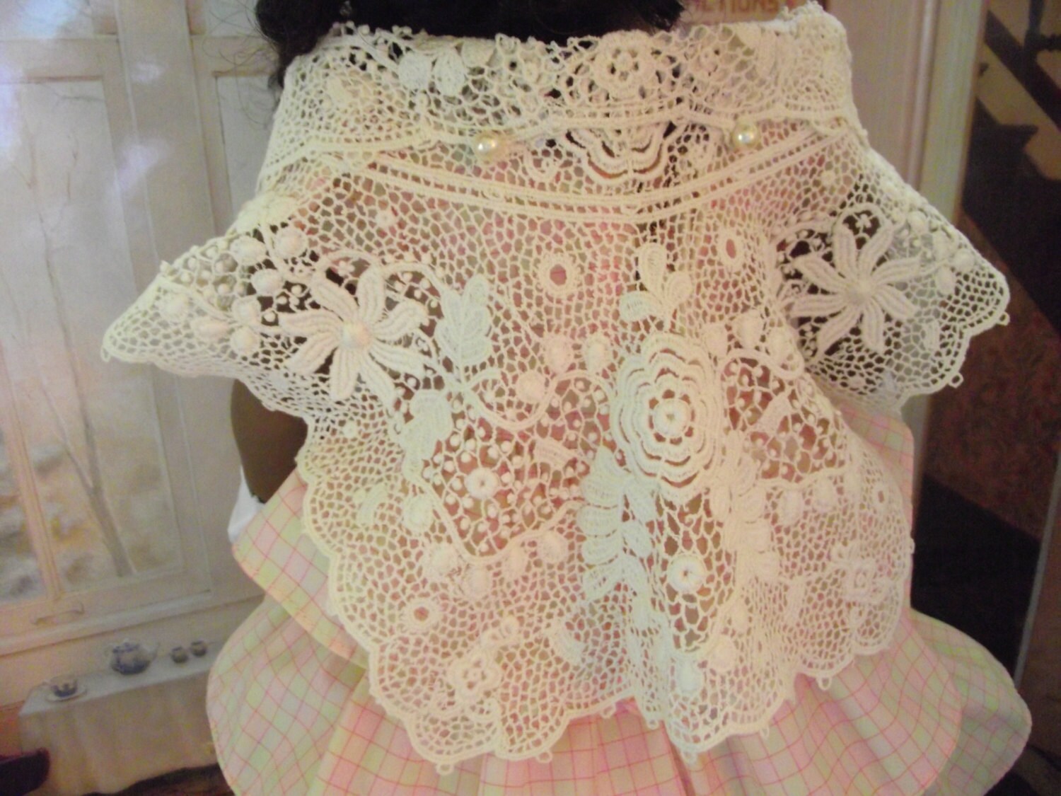 American Girl Antique Irish Needle Lace Historical Shawl 1800s Etsy