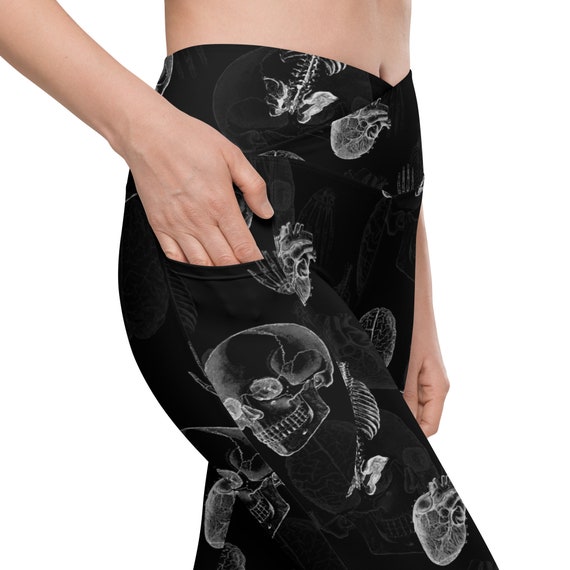 Black and White Anatomy Pocket Leggings, XS-6XL 