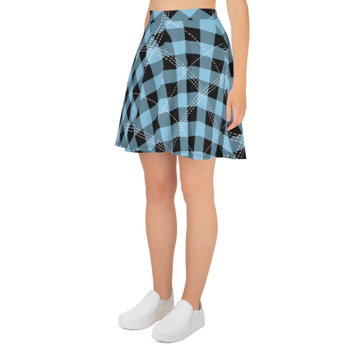 Baby Blue Plaid Skirt With Glitzy Spider XS3XL Etsy