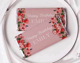 Emballage de barre de chocolat imprimable pour fête du premier anniversaire de Berry | Modèle Dreamy Strawberry Evite 1er anniversaire sur toile pour le premier anniversaire, téléchargement immédiat Thème : Emily