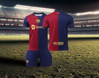 Nouveau nom et numéro personnalisés, kit de football à domicile 2425 de Barcelone, maillot et short #9, kit de sport de football pour enfants et adultes, cadeau pour les fans