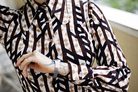 Ladders 70s 60s beagle collar shirt blouse size M