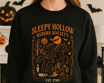 Sweat-shirt d'Halloween Sleepy Hollow | d'Halloween Cavalier sans tête pour homme | pull ras du cou d'Halloween vintage | Chemise de la saison effrayante