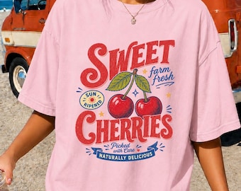 Vintage Sweet Cherry Shirt | Comfort Colors® Summer Fruit Shirt | Fruit Lover Tank Top