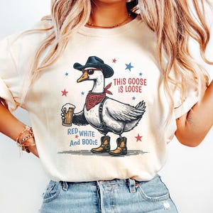 4th of July Goose Shirt | Silly Goose Independence Day TShirt | Funny Fourth of July T-Shirt | American Goose Shirt | Retro USA Tee