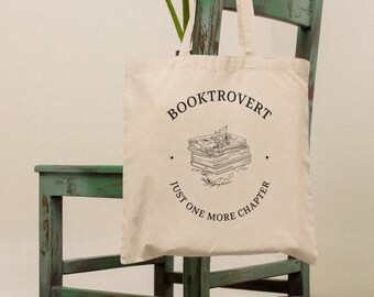 Booktrovert Tote Bag, Book Tote Bag, Library Bag, Gift For Her, Book Lover, Tote Bag Aesthetic, Librarian Bag, Bookworm Tote