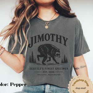Camiseta Jimothy Guaxinim Viral | Camiseta Guaxinim de Coluna Curta de Seattle | Camiseta Jimothy Panda do Lixo | Camiseta Guaxinim Anão Viral