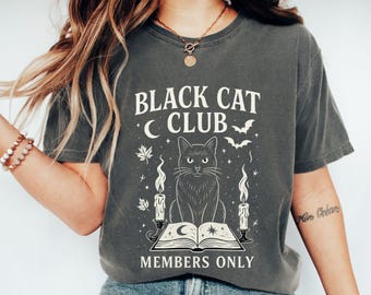 Chemise chat noire | T-shirt chat d'Halloween | -shirt de sorcière de la saison effrayante | T-shirt de maman de chat d'Halloween | Cadeau sorcière pour maman chat | t-shirt chat vintage