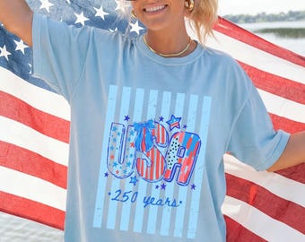 Camiseta del 4 de julio, 250 años / Camiseta patriótica del 250 aniversario del Día de la Independencia / Camiseta bohemia del 4 de julio de EE. UU.
