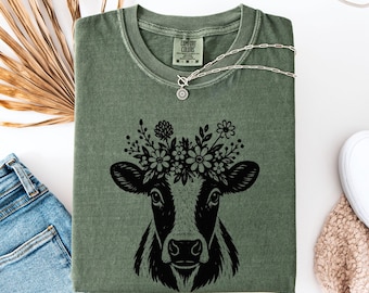 Camiseta de vaca estilo cottagecore / Camiseta de animales de granja / Camiseta de vaca campestre / Regalo para amantes de las vacas